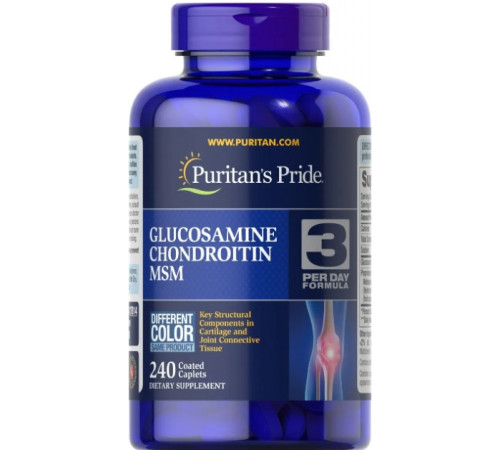 Глюкозамін хондроїтин і МСМ Puritan's Pride Double Strength Glucosamine, Chondroitin MSM 240 таб