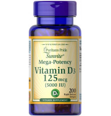 Витамин Д3 Puritan's Pride Vitamin D3 125 мкг (5000 МЕ) 200 капс