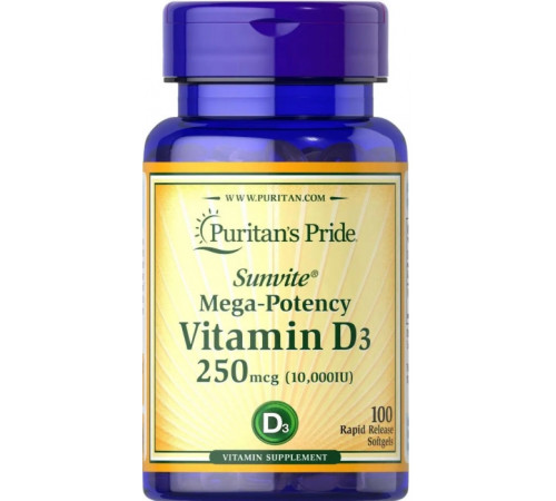 Вітамін Д3 для імунітету Puritan's Pride Vitamin D3 10,000 МЕ 100 капс