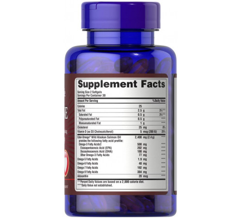 Лососева олія омега 3-5-6-7-9 і вітамін Д3 Puritan's Pride Omega 3, 5, 6, 7 & 9 with Vitamin D3 60 капс