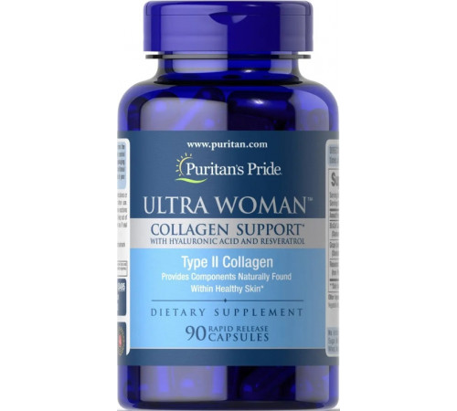 Коллаген 2 типа для женщин Puritan's Pride Ultra Woman&trade Collagen Support with Hyaluronic Acid 90 капс