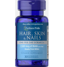 Витамины волосы кожа ногти Puritan's Pride Hair Skin & Nails 30 капс