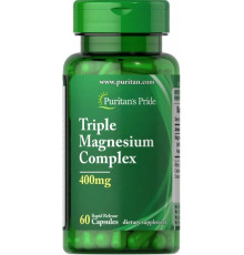Магній оксид аспартат и цитрат Puritan's Pride Triple Magnesium Complex 400 мг 60 капс