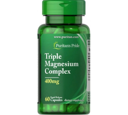 Магній оксид аспартат и цитрат Puritan's Pride Triple Magnesium Complex 400 мг 60 капс