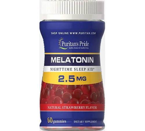 Мелатонін гормон сну Puritan's Pride Melatonin Gummy 2,5 мг 60 жув цук полуниця