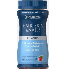 Формула для шкіри волосся і нігтів Puritan's Pride Hair Skin & Nails 80 жев таб полуниця