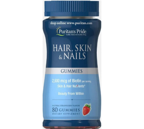 Формула для шкіри волосся і нігтів Puritan's Pride Hair Skin & Nails 80 жев таб полуниця