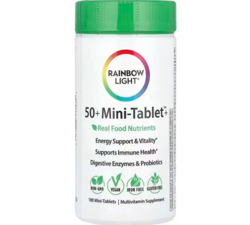 Комплекс вітамінів та мінералів Rainbow Light Food-Based Multivitamin 50+ 180 міні таб
