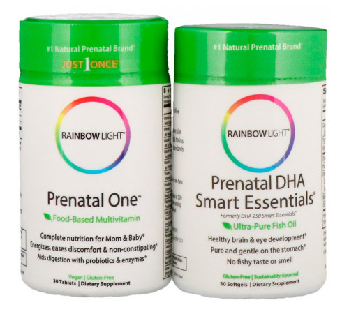 Вітаміни + Риб'ячий жир для вагітних Rainbow Light Prenatal One plus Prenatal DHA Smart Essentials 30 капс