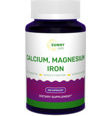 Кальцій, магній, залізо, Calcium, Magnesium and Iron Powerfull, Sunny Caps, 100 капсул