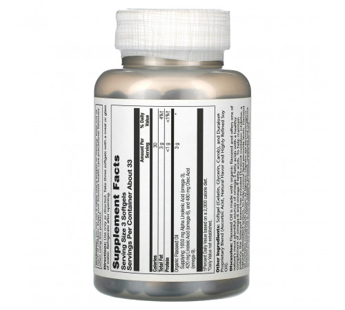 Лляне олія Solaray Flaxseed Oil 1000 мг 100 гел капс