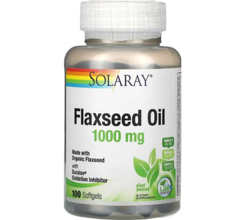 Лляне олія Solaray Flaxseed Oil 1000 мг 100 гел капс