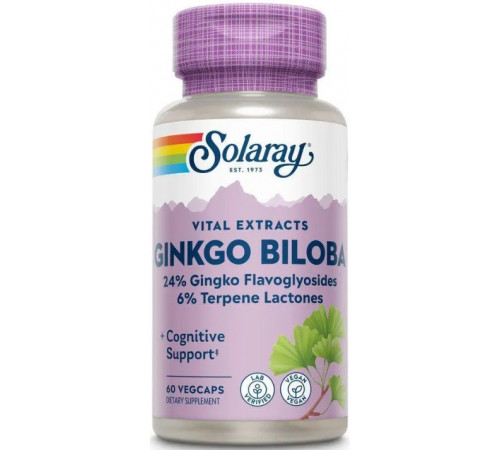 Гинкго билоба Solaray Ginkgo Biloba Leaf Extract 60 мг 60 вег капс