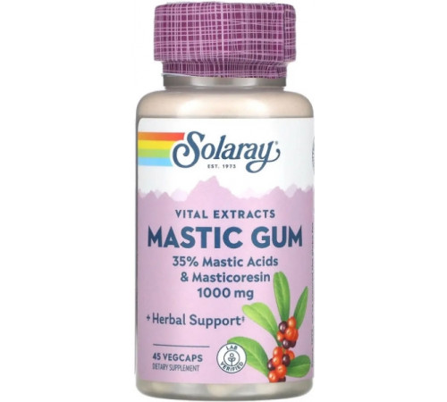 Смола мастикового дерева Solaray Mastic Gum 1000 мг 45 капс