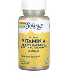Вітамін А ретинілпальмітат Solaray Dry Vitamin A 7500 мкг 60 вег капсул
