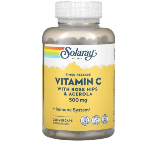 Вітамін С (аскорбінова кислота) Solaray Timed Release Vitamin C 500 мг 250 капс