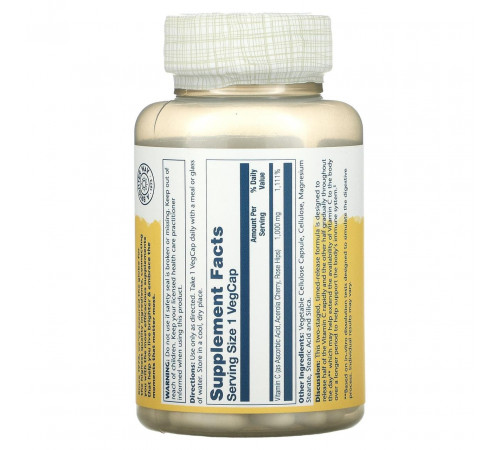 Витамин С в капсулах для иммунитета Solaray Vitamin C 100 капс