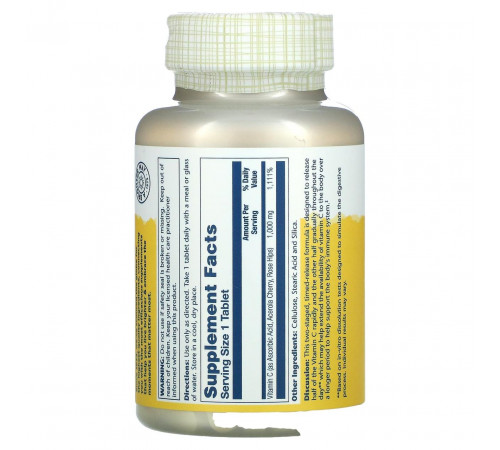 Вітамін С для імунітету Solaray Vitamin C 1000 мг 100 таб