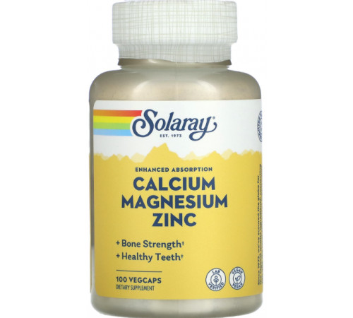 Кальцій магній та цинк Solaray Calcium Magnesium Zinc 100 вег капс