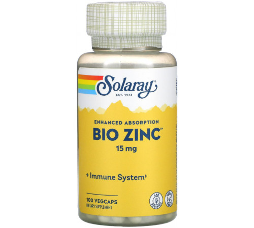 Био цинк хелатная форма Solaray Bio Zinc 100 капсул