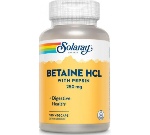 Бетаїн HCl + пепсин Solaray HCL with Pepsin 180 капс