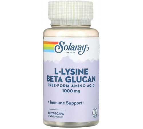 Лізин і бета-глюкан Solaray L-Lysine & Beta Glucan 1000 мг 60 капс