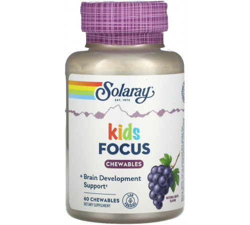 Підтримка мозку дітей що розвивається Solaray Focus For Children 60 жувальних таб