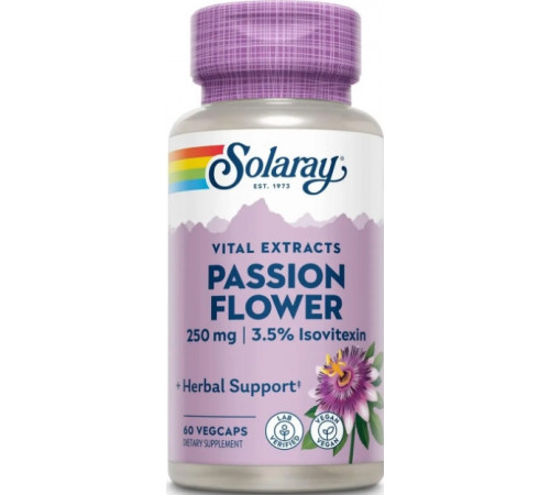 Пасифлора екстракт Solaray Passion Flower Aerial Extract 250 мг 60 вег капс
