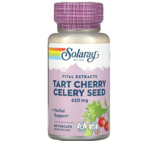 Екстракт вишні та насіння селери Solaray Tart Cherry Celery Seed 60 вег капс
