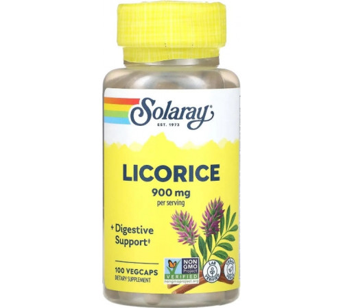 Корень солодки Solaray Organically Grown Licorice 450 мг 100 капс