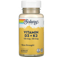 Витамин Д3 и К2 для суставов Solaray Vitamin D-3 & K-2 без сои 60 капс