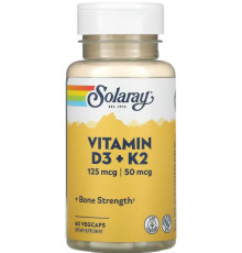 Вітамін Д3 та К2 для суглобів Solaray Vitamin D-3 & K-2 без сої 60 капс