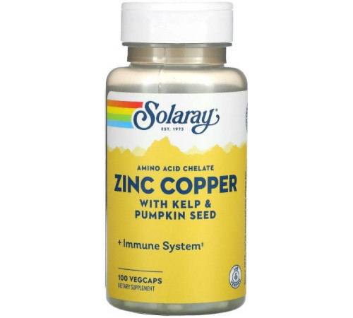 Цинк і мідь, Zinc Copper, Solaray, 100 капсул Bio