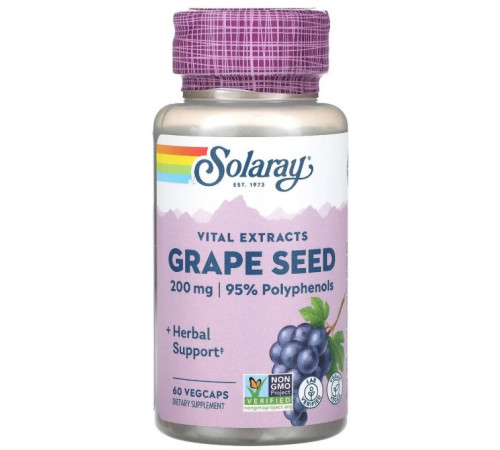 Екстракт виноградних кісточок Solaray Grape Seed 200 мг 60 вег капс