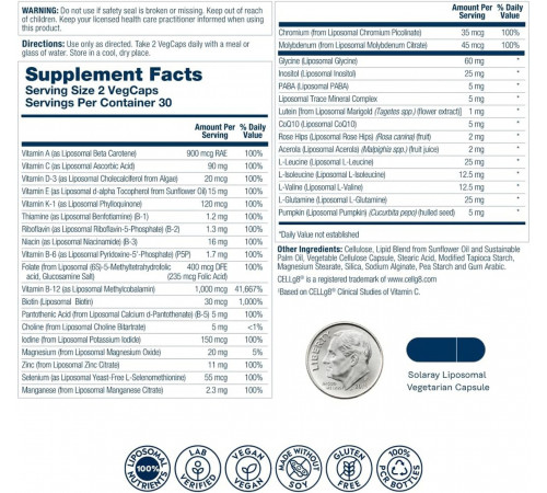 Ліпосомальні вітаміни для чоловіків Solaray Men's Liposomal Multivitamin 60 капс