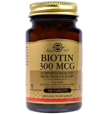 Біотин Вітамін В7 Solgar Biotin 300 мкг 100 таб