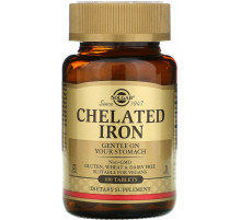 Залізо бісгліцинат хелатний Solgar Chelated Iron 100 таб