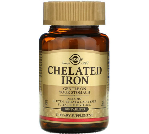 Железо бисглицинат хелатный Solgar Chelated Iron 100 таб