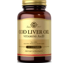 Вітамін А та Д з олії печінки тріски Solgar Cod Liver Oil Vitamins A&D 100 гел капс