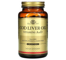 Витамин А и Д из масла печени трески Solgar Cod Liver Oil Vitamins A & D 250 гелевых капсул
