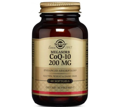 Коензим Q10 для сердця Solgar CoQ-10 200 мг 60 гел к