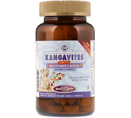 Вітаміни для дітей Solgar Kangavites Multivitamin & Mineral Childrens Formula 120 таблеток Ягоди