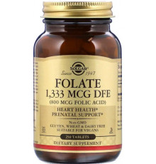 Фолієва кислота для здоров'я Solgar Folate 1,333 мкг DFE (800 мкг) 250 таб