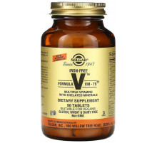 Мультивитамины и хелатные минералы без железа Formula V VM-75 Solgar 90 таблеток
