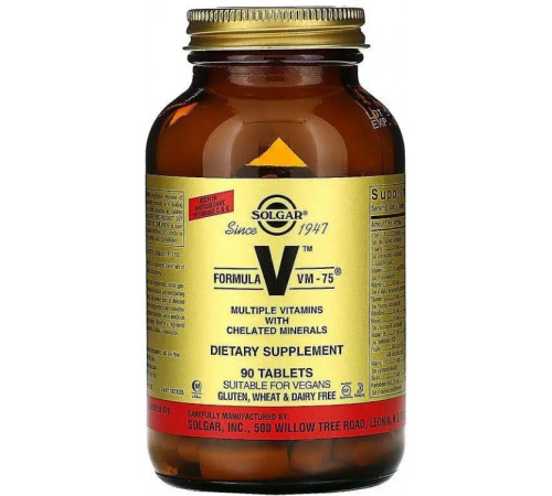 Мультивитамины и хелатные минералы Solgar  Formula V, VM-75 90 таб