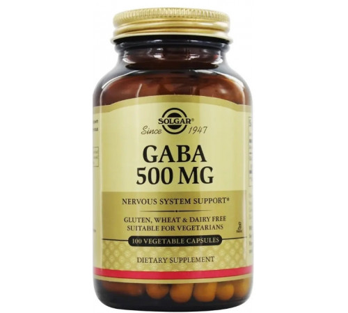 ГАМК, Гамма-аміномасляна кислота (ГАБА) Solgar GABA 500 мг 100 капс