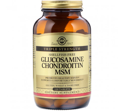 Глюкозамін хондроїтин (для суглобів) МСМ Solgar Glucosamine Chondroitin MSM 120 таб