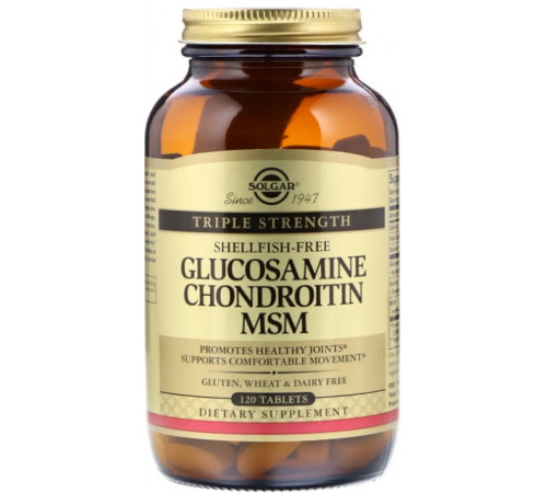 Глюкозамін хондроїтин (для суглобів) МСМ Solgar Glucosamine Chondroitin MSM 120 таб