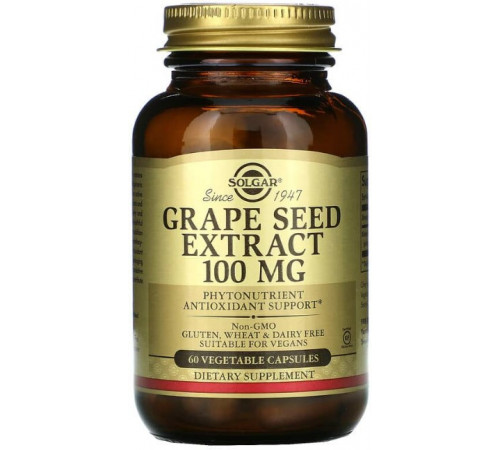 Екстракт виноградних кісточок Solgar Grape Seed 100 мг 60 вег капсул