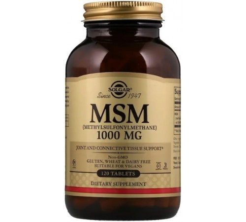 Метилсульфонілметан Solgar MSM 1000 мг 120 таблеток